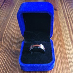 Mens Black Wood Inlay Tungsten Ring Size 8